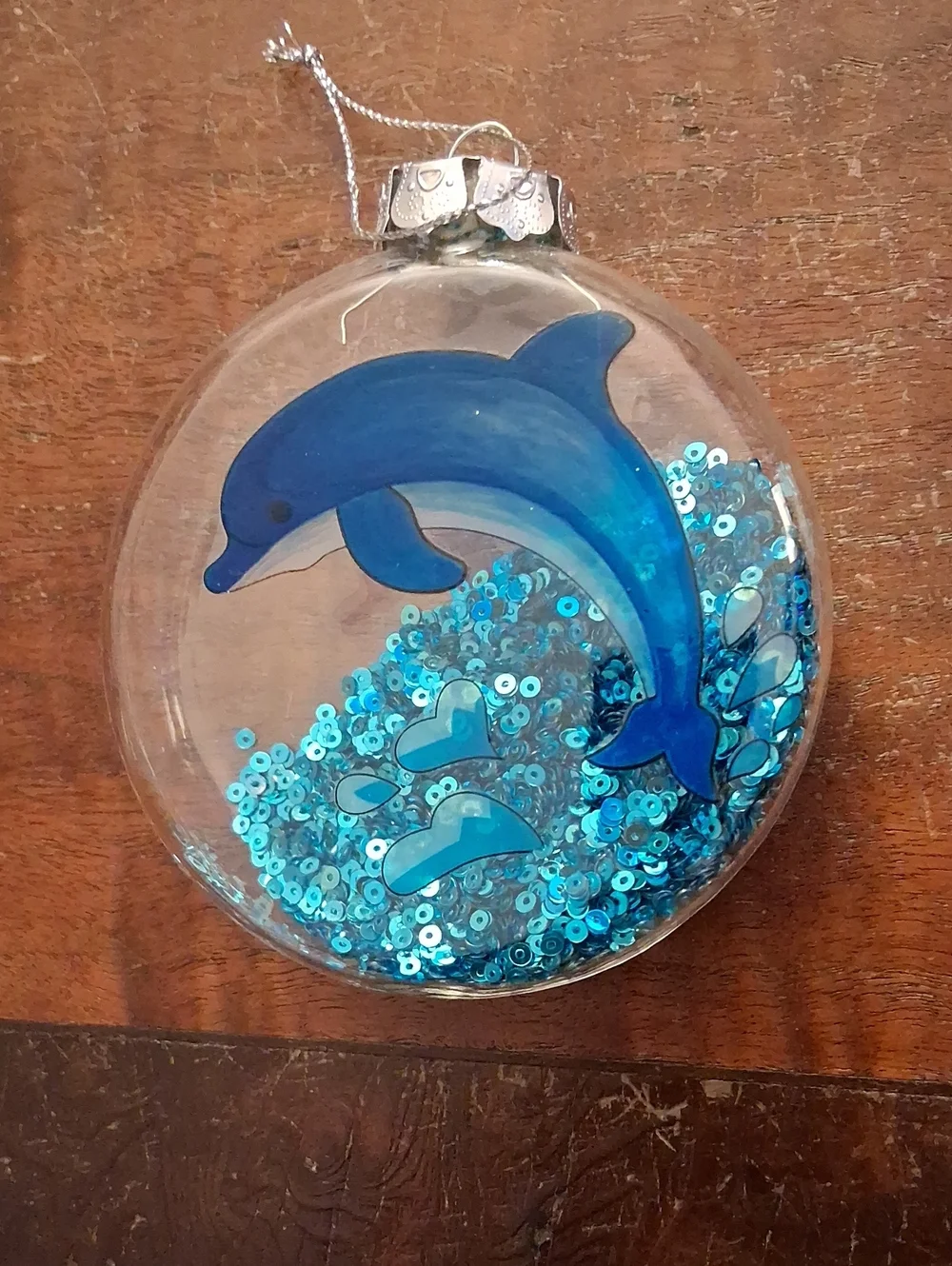 Blue Dolphin Sequined Ornament